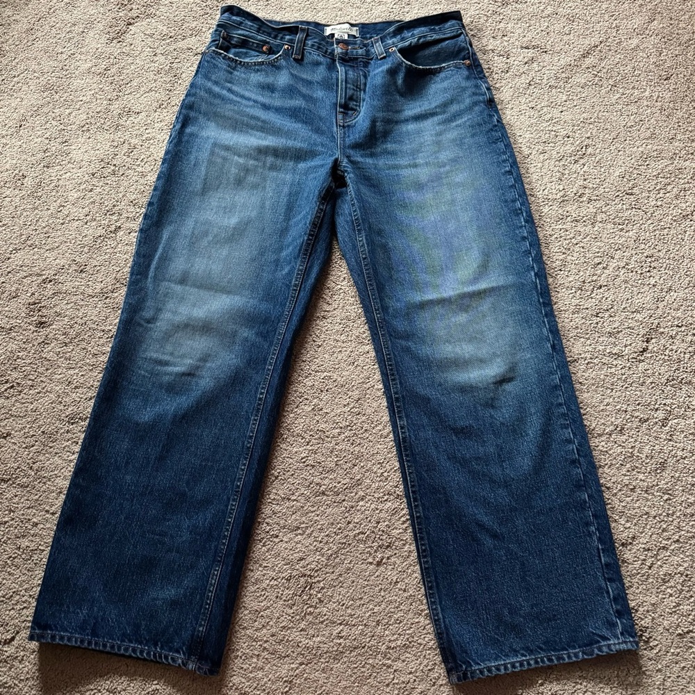Madewell Low Slung Baggy Jeans size 28P Japanese Denim dark wash